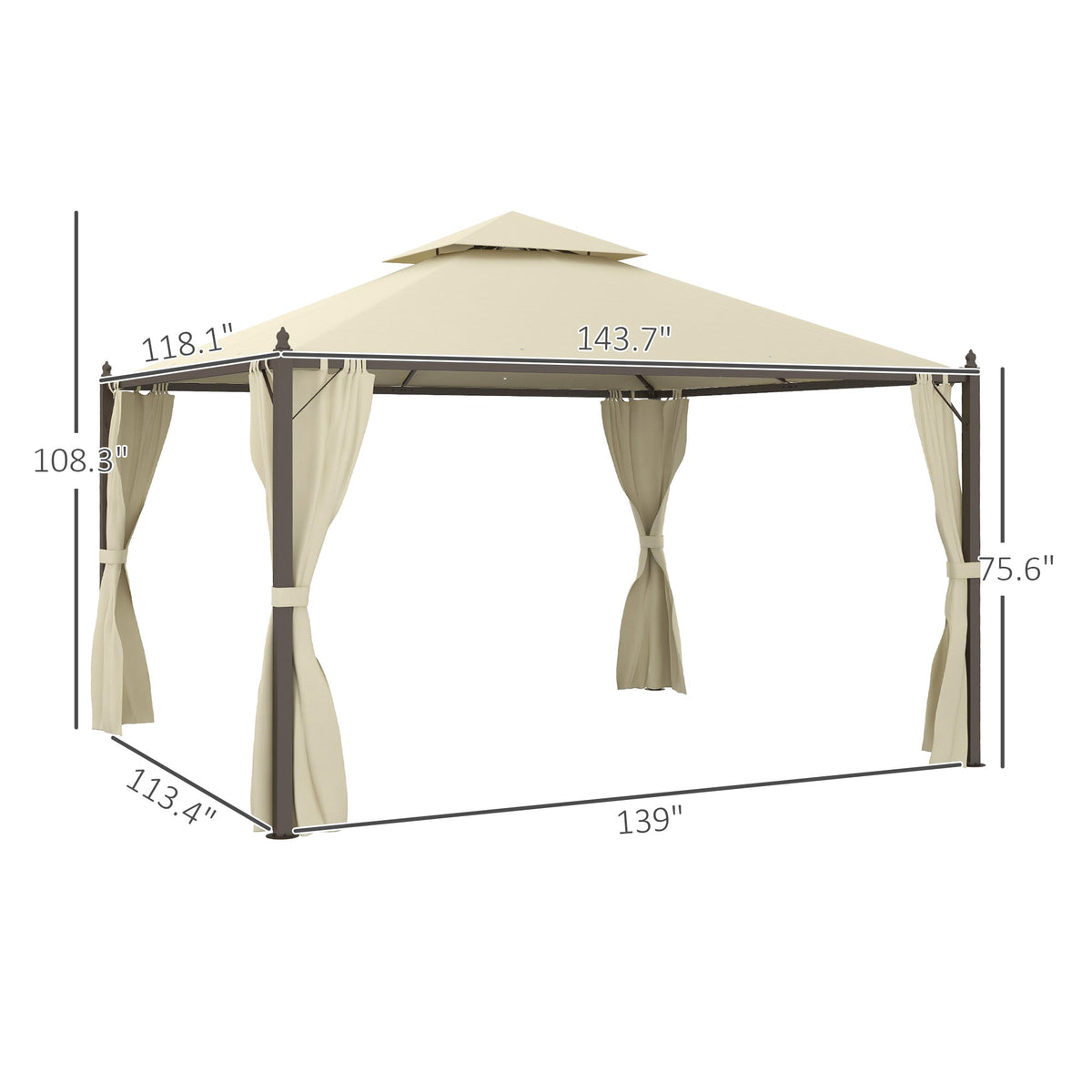 10' x 12' Steel Patio Gazebo with Privacy Curtains