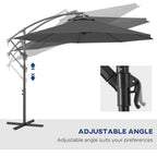 10' Deluxe Patio Umbrella with Crank and Cross Base, Grey