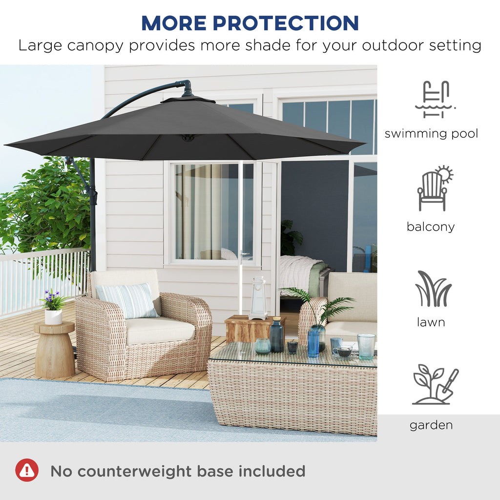 10' Deluxe Patio Umbrella with Crank and Cross Base, Grey