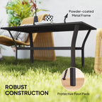 Outdoor Metal Coffee Table with Slatted Top, Black