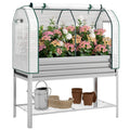 Galvanized Raised Garden Bed with Greenhouse Cover, Silver