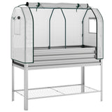 Galvanized Raised Garden Bed with Greenhouse Cover, Silver