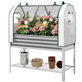 Galvanized Raised Garden Bed with Greenhouse Cover, Silver