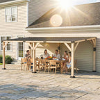 PerArbor 10' x 20' Wooden Lean-to Gazebo with Galvanized Steel Sloped Roof, Light Walnut