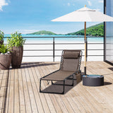Folding Lounge Chair with Adjustable Backrest and Pillow, Brown