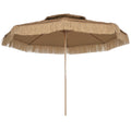 10FT Hula Thatched Tiki Patio Umbrella with 2-Tier Canopy, Natural
