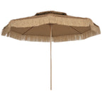 10FT Hula Thatched Tiki Patio Umbrella with 2-Tier Canopy, Natural
