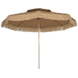 10FT Hula Thatched Tiki Patio Umbrella with 2-Tier Canopy, Natural