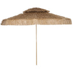 10FT Hula Thatched Tiki Patio Umbrella with 2-Tier Canopy, Natural