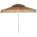 10FT Hula Thatched Tiki Patio Umbrella with 2-Tier Canopy, Natural
