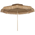 10FT Hula Thatched Tiki Patio Umbrella with 2-Tier Canopy, Natural