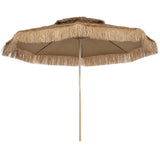 10FT Hula Thatched Tiki Patio Umbrella with 2-Tier Canopy, Natural