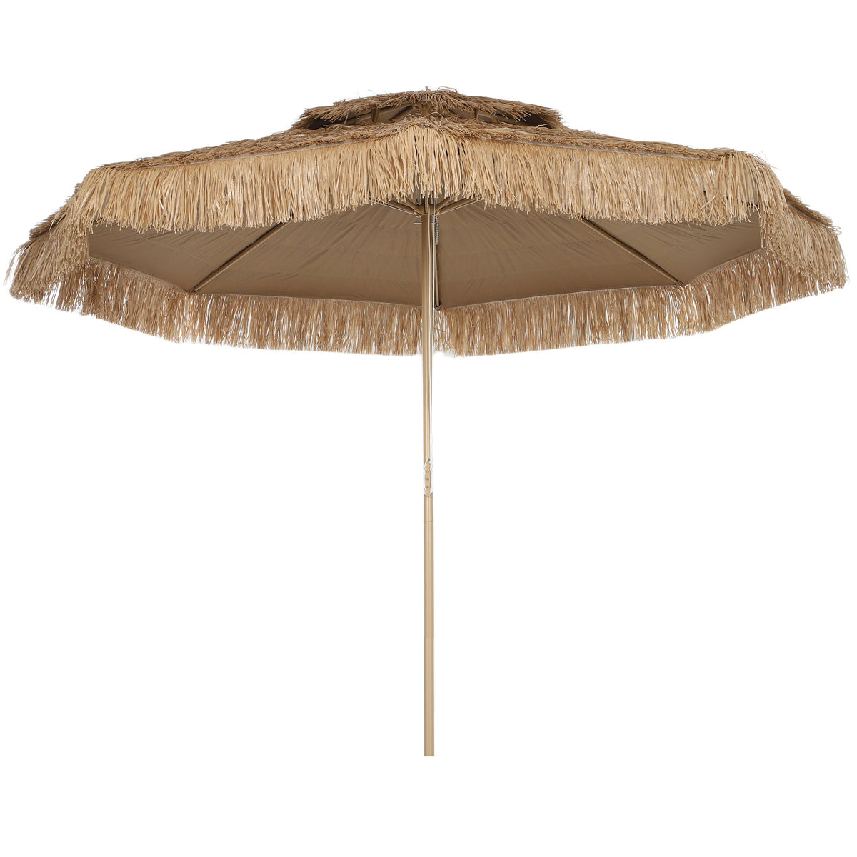 10FT Hula Thatched Tiki Patio Umbrella with 2-Tier Canopy, Natural