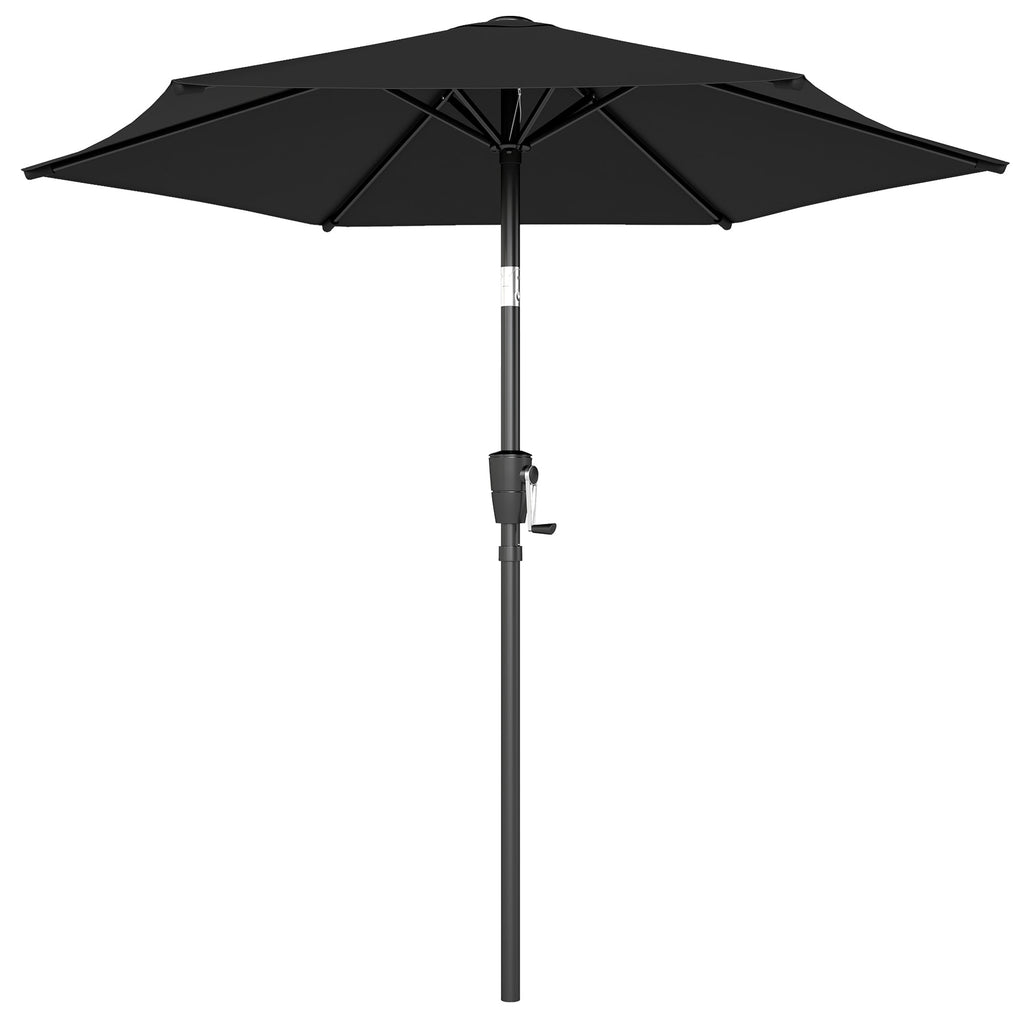 2 m Garden Parasol with Crank Handle, Tilt Function & UV30+, Black