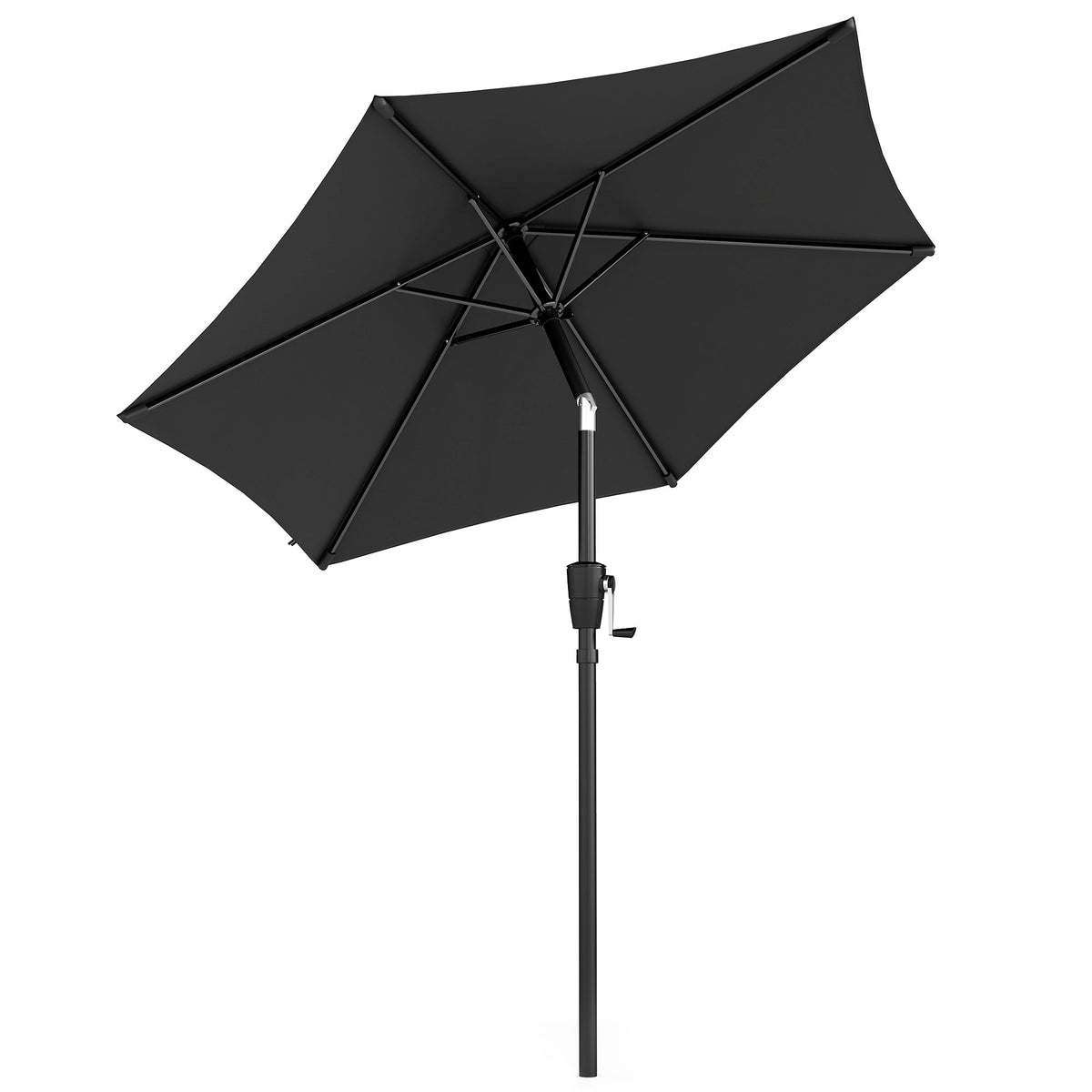 2 m Garden Parasol with Crank Handle, Tilt Function & UV30+, Black