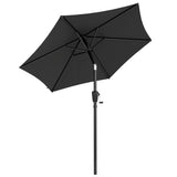 2 m Garden Parasol with Crank Handle, Tilt Function & UV30+, Black