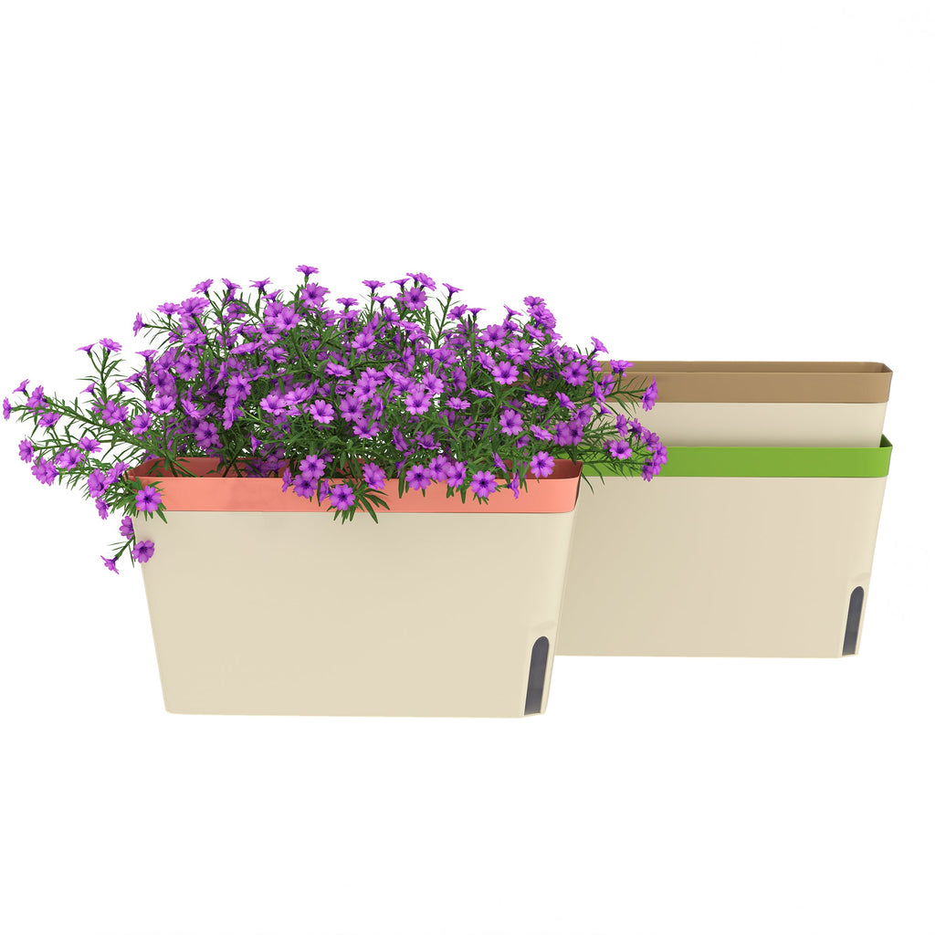3 Pack 10.5" Self-Watering Planter Boxes with Water Level Indicator