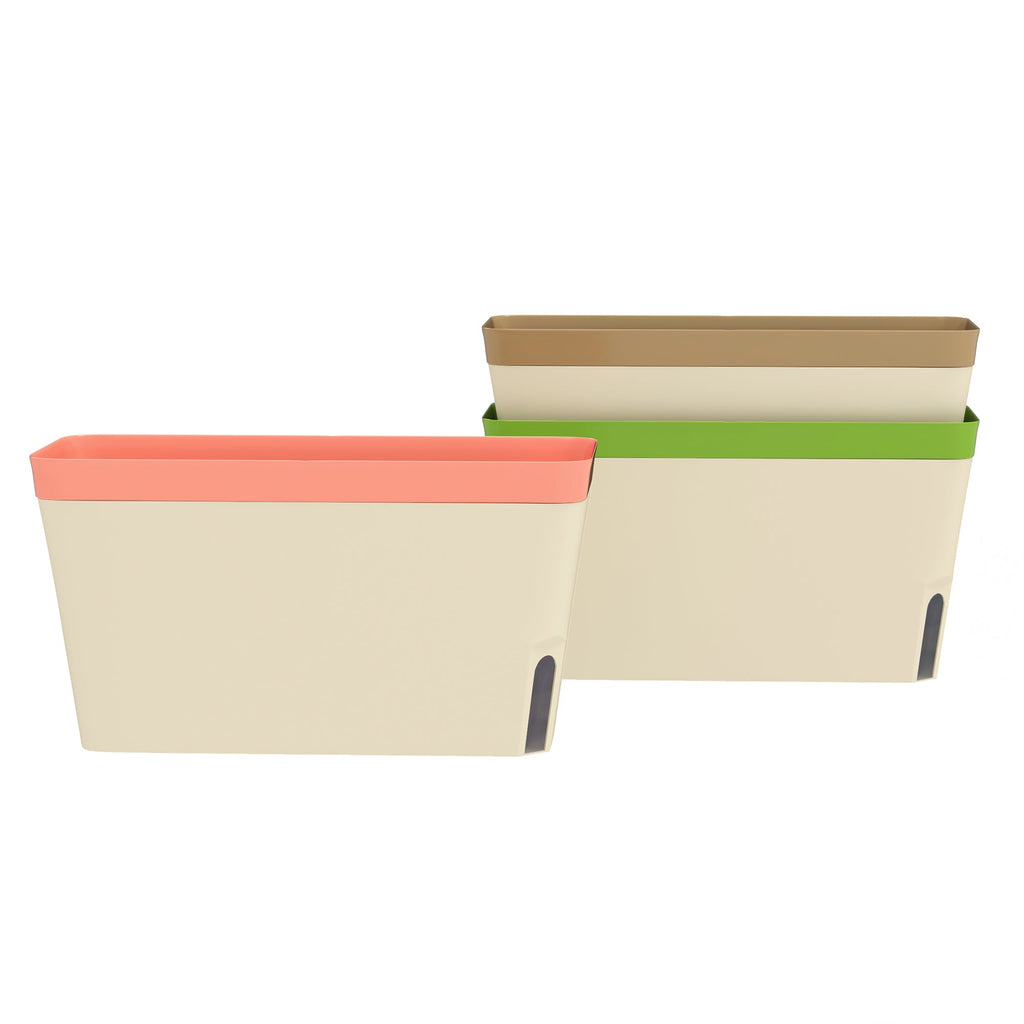 3 Pack 10.5" Self-Watering Planter Boxes with Water Level Indicator