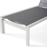 Santa Monica Chaise Lounge in White Aluminum & Silver Mesh