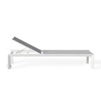 Santa Monica Chaise Lounge in White Aluminum & Silver Mesh