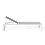 Santa Monica Chaise Lounge in White Aluminum & Silver Mesh