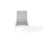 Santa Monica Chaise Lounge in White Aluminum & Silver Mesh