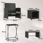 6 Piece Rattan Garden Furniture Set with 2 Nesting Tables, Black