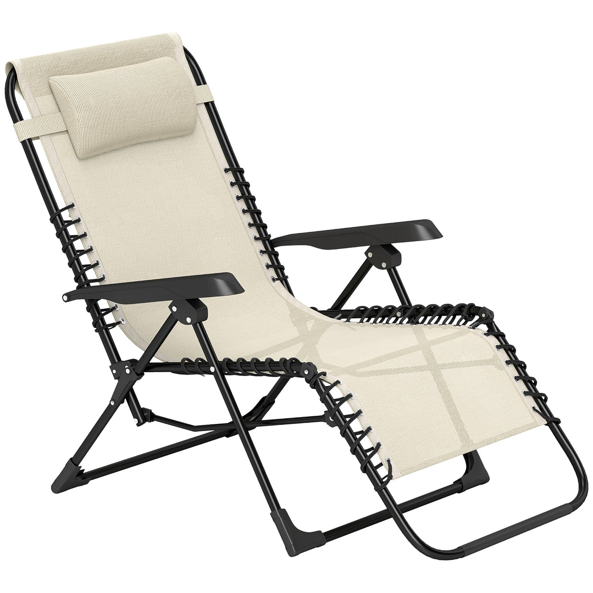 Zero Gravity Chair with 5-Position Backrest and Headrest, Beige