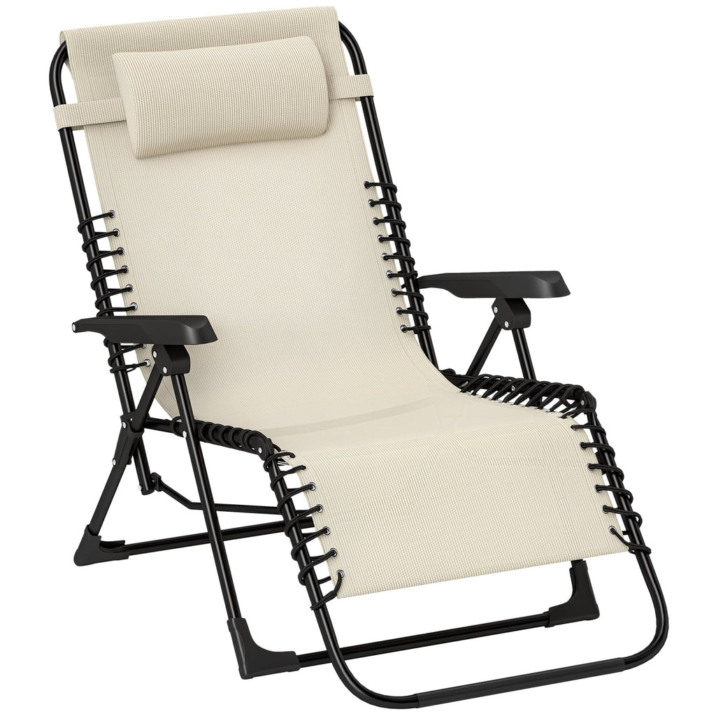Zero Gravity Chair with 5-Position Backrest and Headrest, Beige