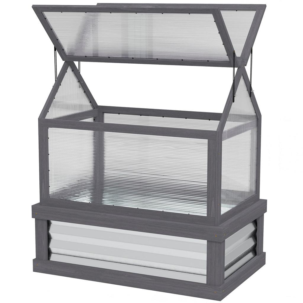 35.5" x 22.5" x 38.25" Raised Garden Bed Greenhouse, Gray