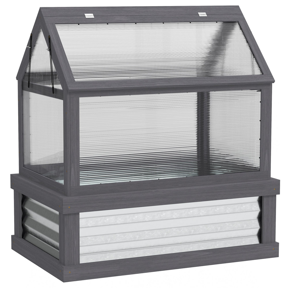 35.5" x 22.5" x 38.25" Raised Garden Bed Greenhouse, Gray
