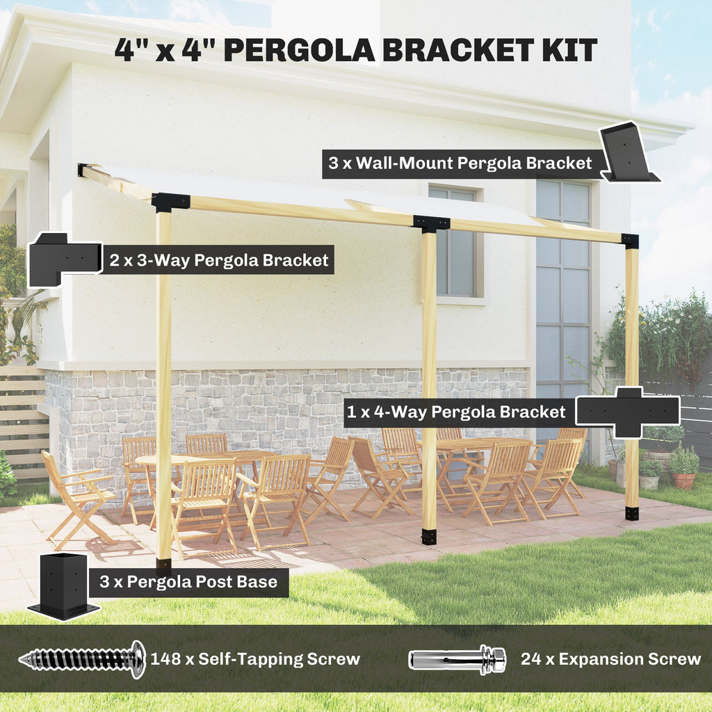 9 PCS Pergola Bracket Kit for 4" x 4" Lumber, Black