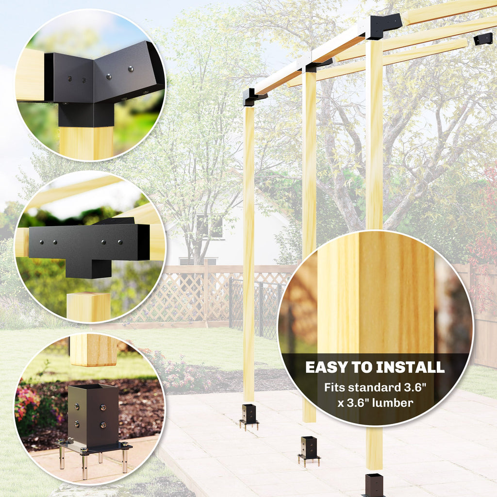 9 PCS Pergola Bracket Kit for 4" x 4" Lumber, Black