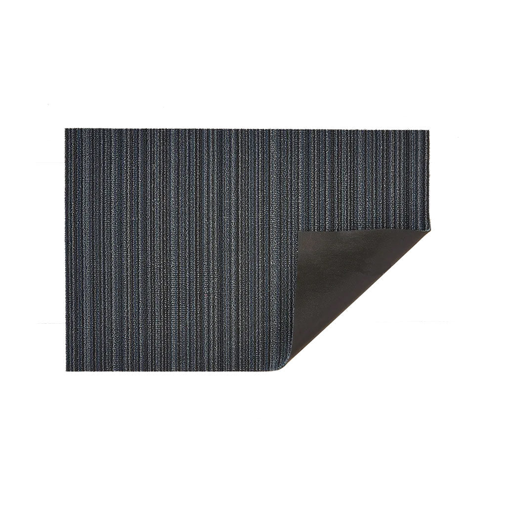 Skinny Stripe Shag Floor Mat in Blue