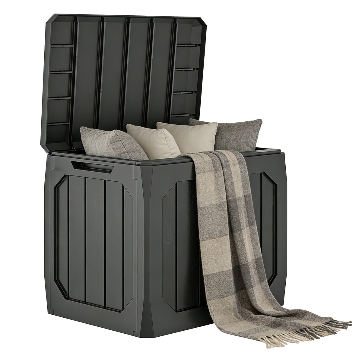 32 Gallon Plastic Deck Box with Handles, Black