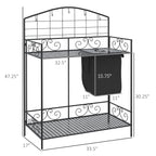 Folding Potting Bench Table with Storage Shelf, Flourishes