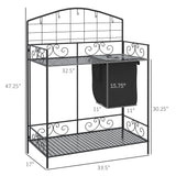 Folding Potting Bench Table with Storage Shelf, Flourishes