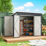 7.5' x 4.3' Metal Outdoor Storage Shed with Lockable Doors, Dark Grey