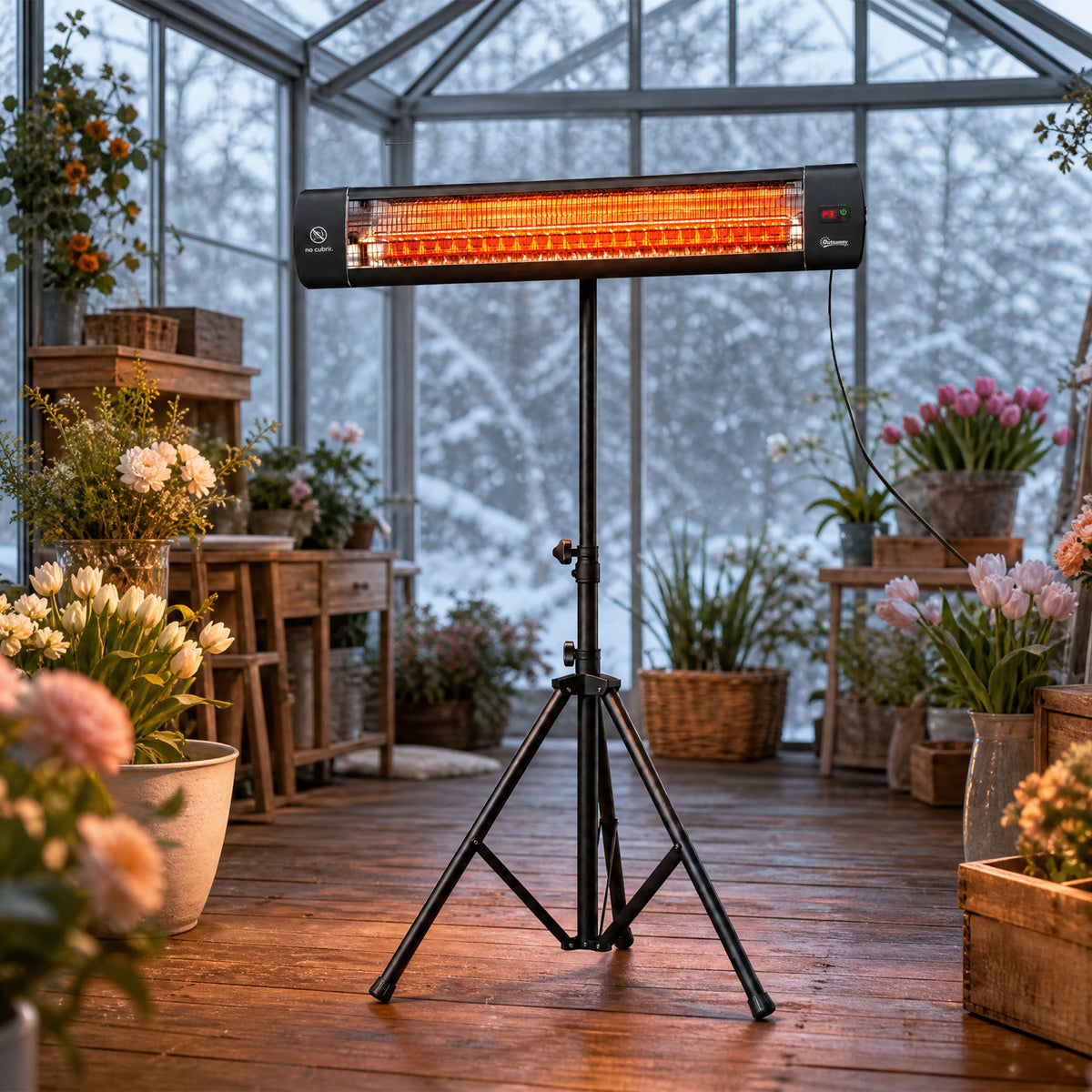 2500 W Infrared Patio Heater with Adjustable Tripod, IP65, 3 Heat Levels, Black