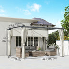 10' x 13' Retractable Pergola Canopy with Curtains, Cream White
