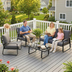 4-Piece Outdoor Sofa Set with Loveseat & 2 Chairs, Coffee Table, Black