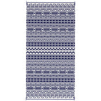 9' x 18' Reversible Outdoor Rug, Blue White Geometric