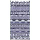 9' x 18' Reversible Outdoor Rug, Blue White Geometric