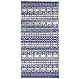 9' x 18' Reversible Outdoor Rug, Blue White Geometric