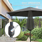 2.6 m Garden Parasol with Tilt, Crank, Vent & Aluminium Pole, Black