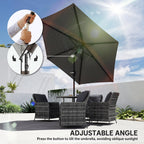 2.6 m Garden Parasol with Tilt, Crank, Vent & Aluminium Pole, Black