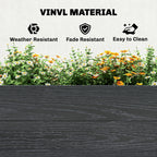 3 x 3 x 1ft Vinyl Raised Garden Bed with Open Bottom, Grey Wood Effect