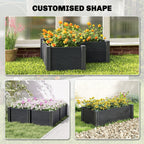 3 x 3 x 1ft Vinyl Raised Garden Bed with Open Bottom, Grey Wood Effect