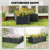 3 x 3 x 1ft Vinyl Raised Garden Bed with Open Bottom, Grey Wood Effect