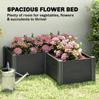3 x 3 x 1ft Vinyl Raised Garden Bed with Open Bottom, Grey Wood Effect